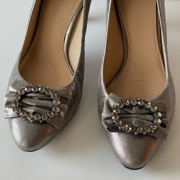 Nurture Julee Silver Gray Pumps Heels Rhinestone Bow Heels Shoes, Sz 8M - Picture 6 of 15
